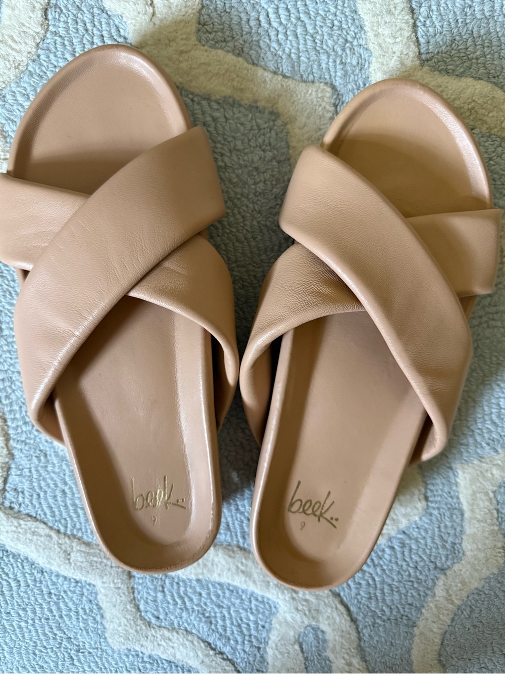 Beek Beige Crisscross Slide Sandals